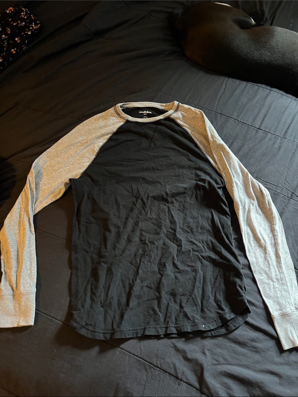 Goodfellow & Co Black Body with Gray Raglan Long-Sleeve Shirt